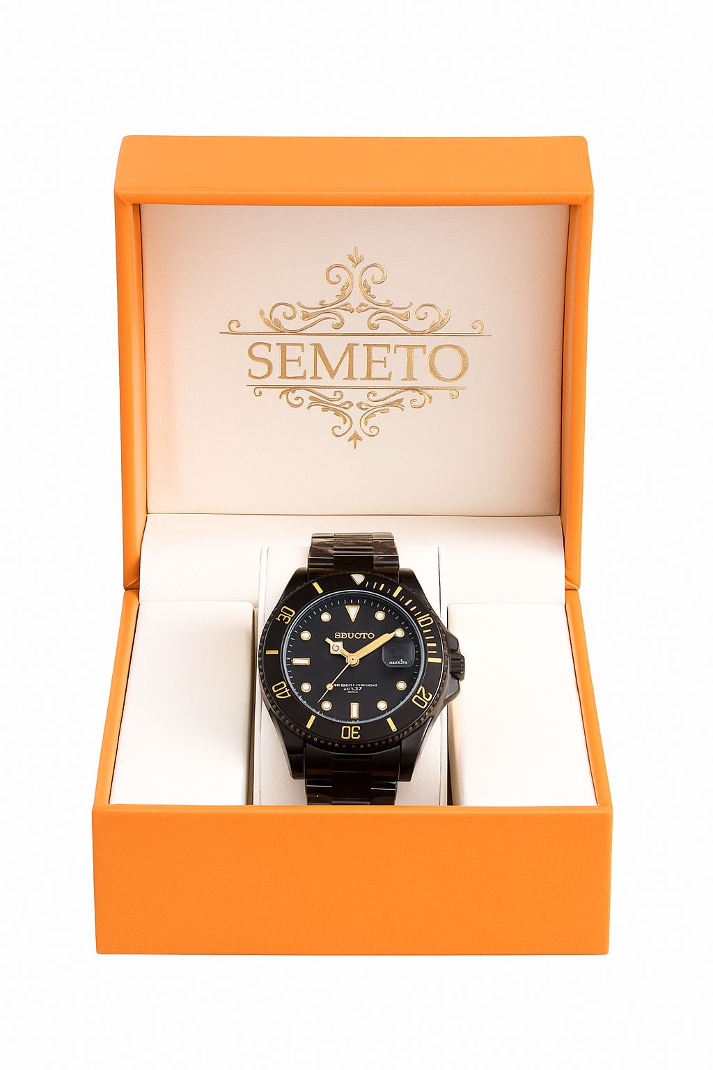 SEMETO “Black Reign” Dive Watch – Bold Quartz Stainless Steel Timepiece